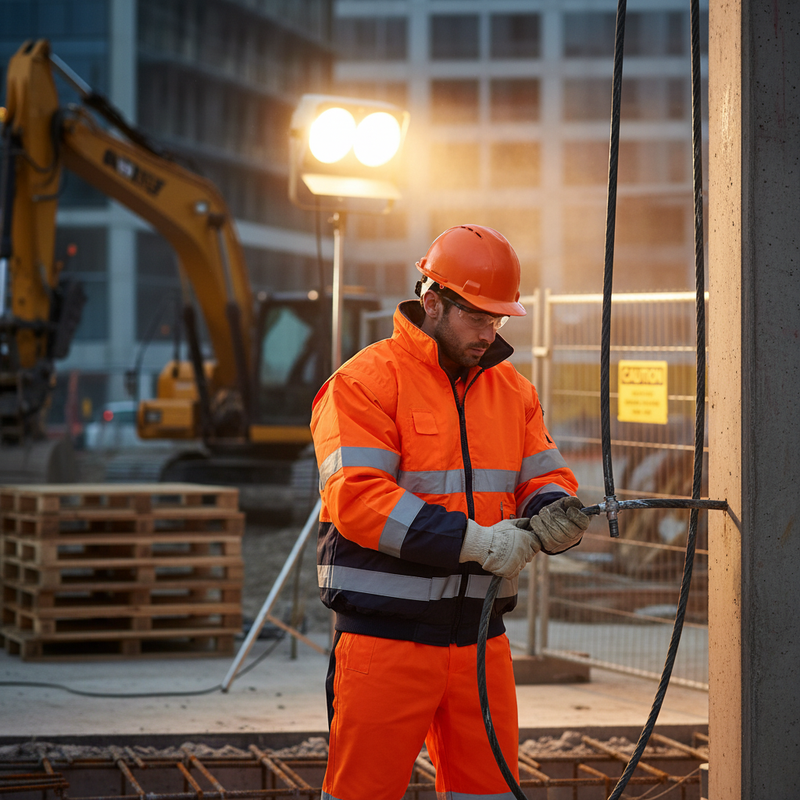 Dark Slate Gray Premium Two-Tone Hi-Vis Bomber Jacket - Orange/Navy Blue