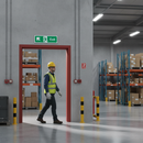 Dim Gray Premium Fire Safety Exit Sign - Up Left Arrow Directional Indicator