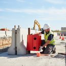 Light Gray Durable End Unit for Heavy Duty Barrier Connections