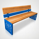 Wood and Steel Bench with Backrest, 450mm Frame (view 2)