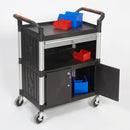 3-shelf utility trolley with lockable drawer, 150kg capacity (view 2)