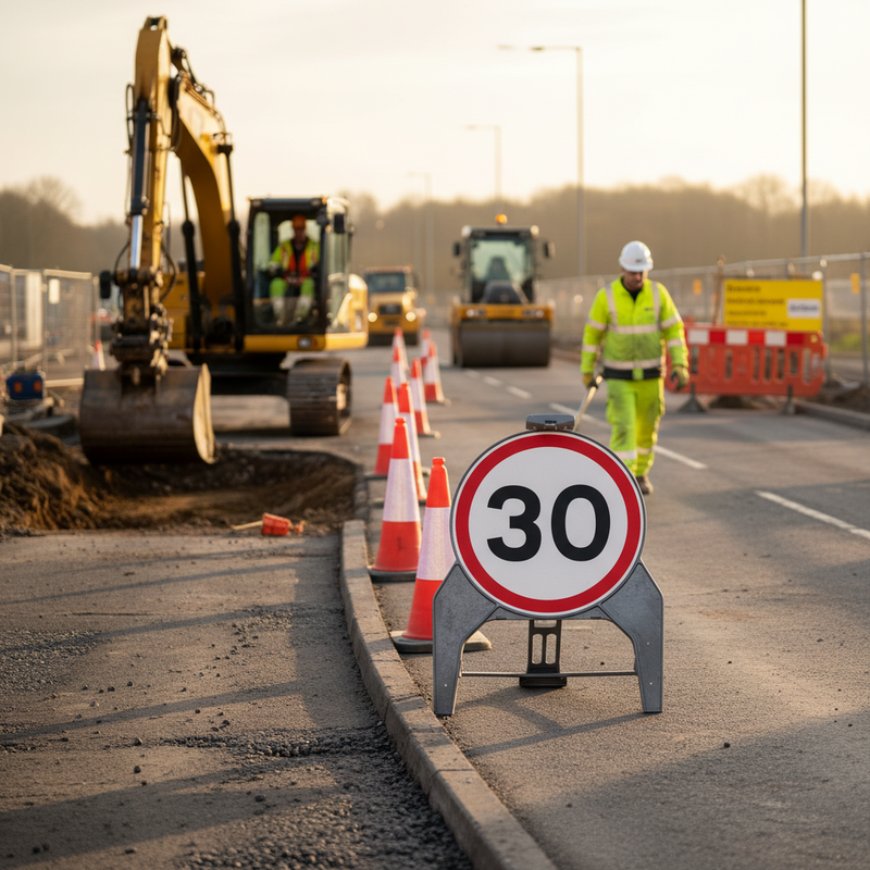 Dim Gray High-Performance 30mph 750mm Q-Sign for Traffic Management