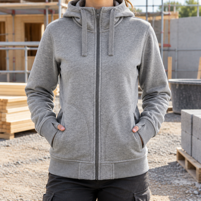 Women's Heavy Zip-Up Hoodie Jacket - Grey Melange