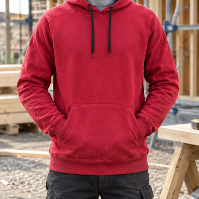 Heavy Duty Pullover Work Hoodie with Kangaroo Pocket - Chili Red