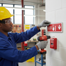 Gray Premium Fire Equipment Safety Signs - Fire Alarm Call Point Downwards Arrow