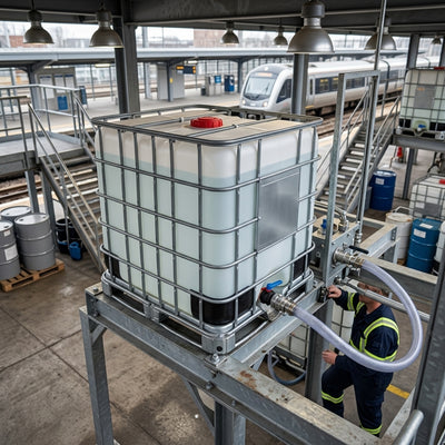1000 litre Non-Corrosive Liquid De-Icer IBC with Discharge Valve