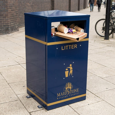 112 Litre Galvanised Steel Litter Bin with Pizza Box Apertures