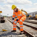 Light Gray High-Visibility Women's Rail Spec Trousers - Orange