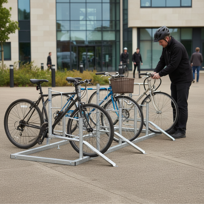 Dark Gray Premium Double-Sided Galvanised Steel Cycle Rack for High Density Storage
