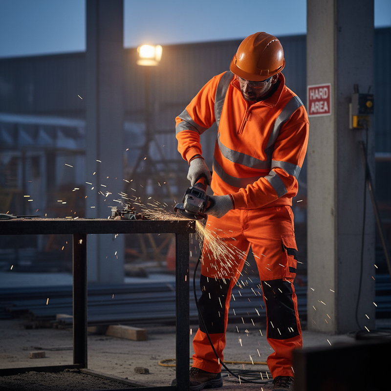 Dark Slate Gray Premium Quarter Zip Sweatshirt Hi-Vis Jumper - Orange