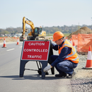 Gray Caution Controlled Traffic Sign - Heavy Duty Design for Safety