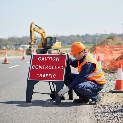 Caution Controlled Traffic Sign - Heavy Duty Design for Safety