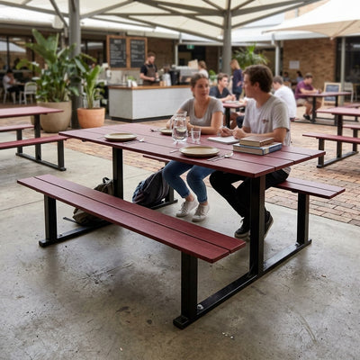 4-Person Picnic Table with Steel Frame and HPL Seating