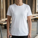Women's White Cotton Crew Neck Work T-Shirt