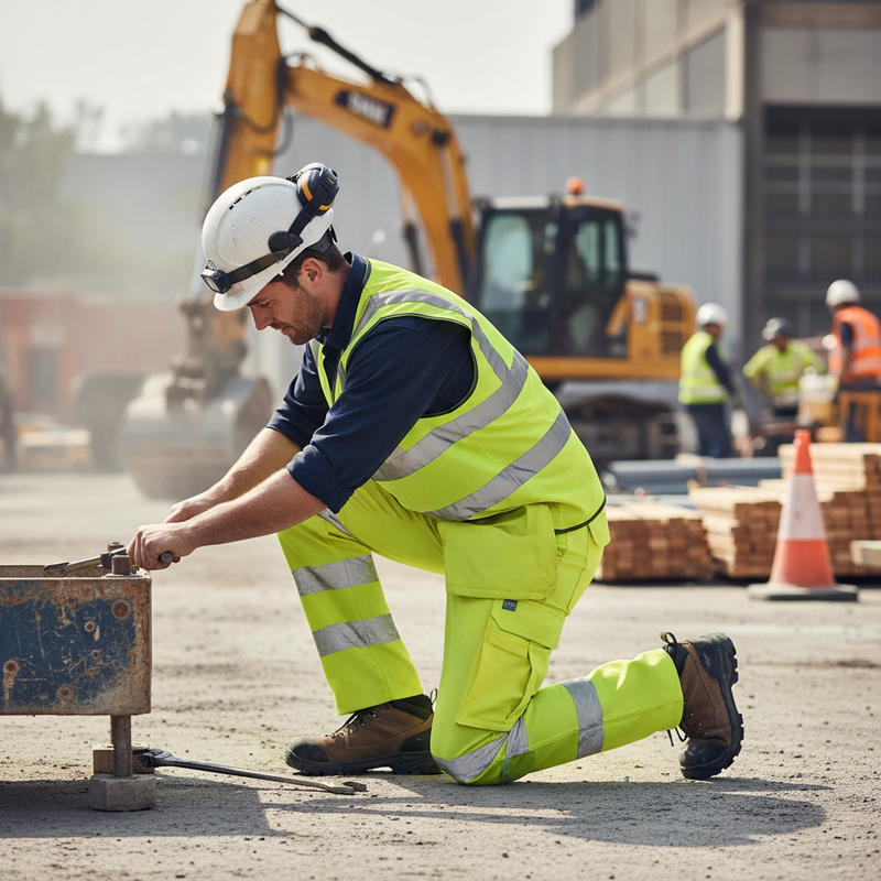 Dark Gray Premium Hi-Vis Recyclable Trousers - Saturn Yellow