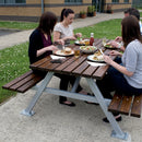 Iroko hardwood picnic table – steel frame, seating for 4