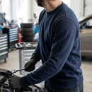 Cotton Blend Crew Neck Work Sweatshirt - Navy