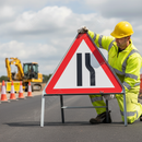 Light Gray Premium Road Narrows Right Triangle Metal Sign Face - 750mm