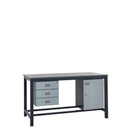 Light Slate Gray Express Heavy Duty Workbench Kits B - Storage Cupboard & Triple Drawer Unit - Light Grey Fronts