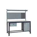 Slate Gray Express Heavy Duty Workbench Kits C - Single Drawer, Storage Cupboard, 760mm Rear Support Posts