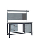 Light Slate Gray Express Heavy Duty Workbench Kits D - Storage Cupboard, Triple Drawer Unit, 760mm Rear Support Posts