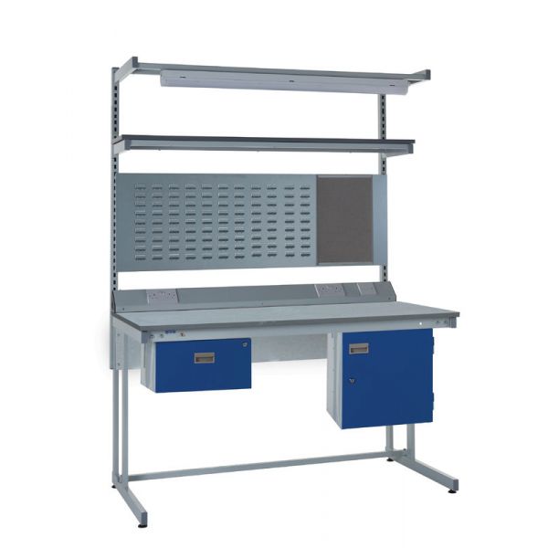 Light Slate Gray Express Cantilever Esd Workbench Kits E - Single Drawer, Storage Cupboard, 1180mm Rear Support Posts