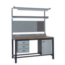 Slate Gray Express Heavy Duty Workbench Kits F - Storage Cupboard, Triple Drawer Unit, 1180mm Rear Support Posts