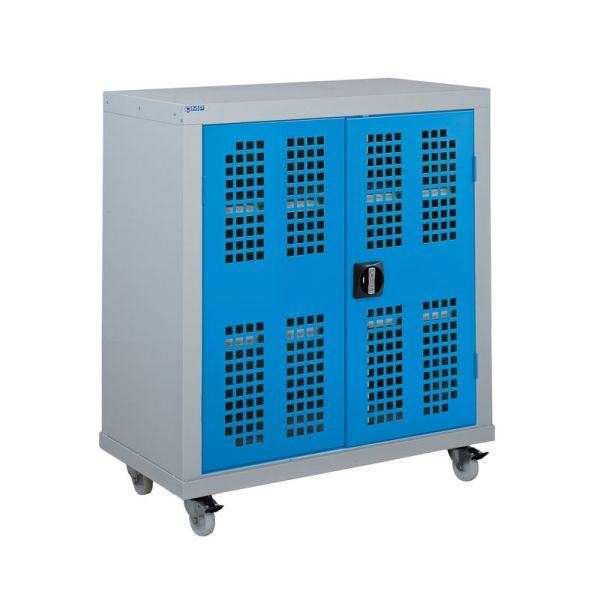 Light Sea Green Mobile Perforated Cupboard - 2 Shelves