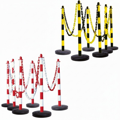 Plastic Post & Chain Barrier Kit | 6 Post Set | Multiple Colours | Crowd Control | Events & Queuing | Free Delivery