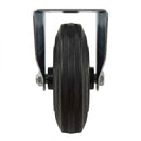 White Smoke Pressed Steel Fixed Castors with Black Rubber on Polypropylene Wheel - 80mm to 150mm