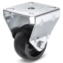 Pressed Steel Fixed Castors With Black Polypropylene Wheel - 50mm to 100mm