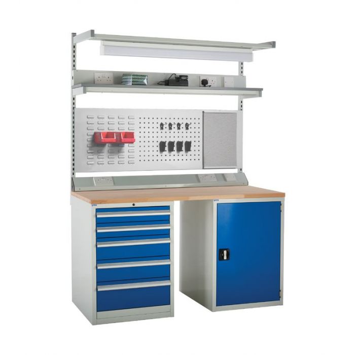 Gray System Tek Workbenches - 2x 600mm Cabinets