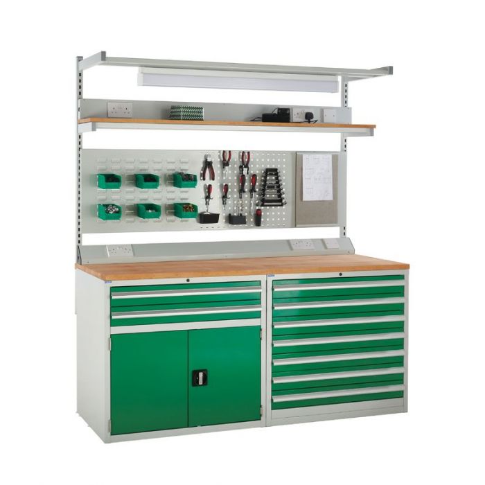 Gray System Tek Workbenches - 2x 900mm Cabinets