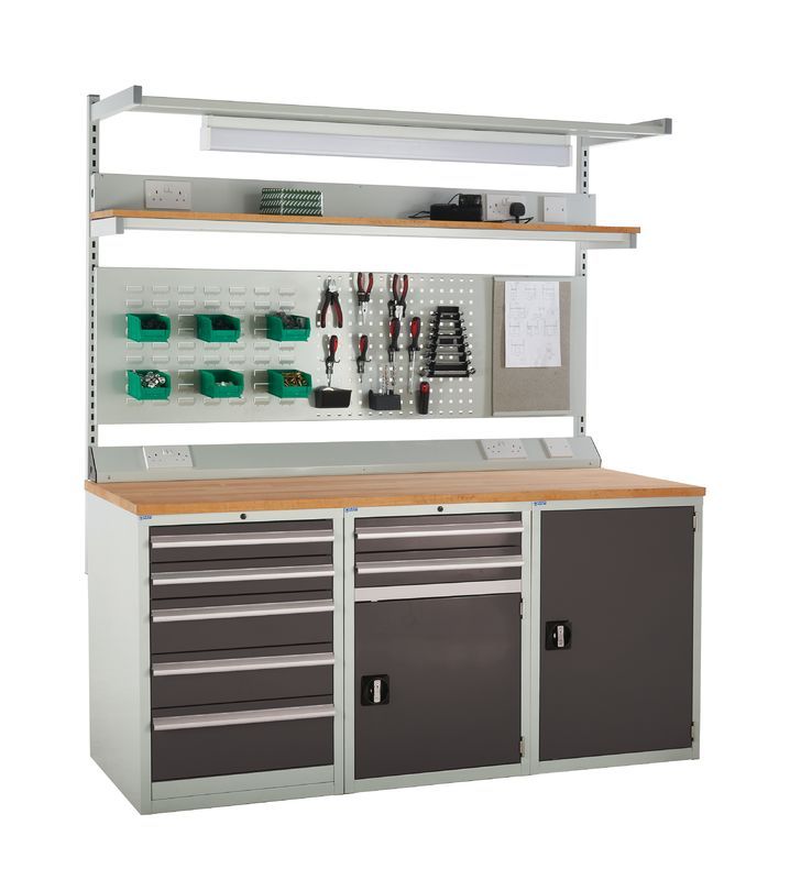 Gray System Tek Workbenches - 3x 600mm Cabinets
