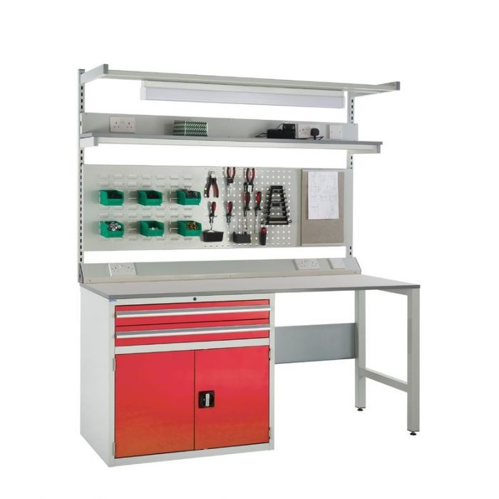 Gray 1500mm System Tek Workbenches - 1x 900mm Cabinet