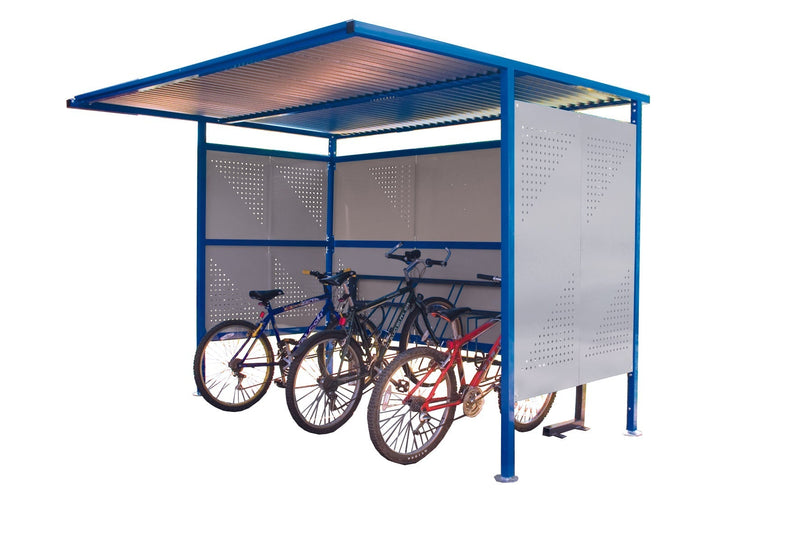 Dim Gray Traditional Cycle Shelter With Perforated Sides