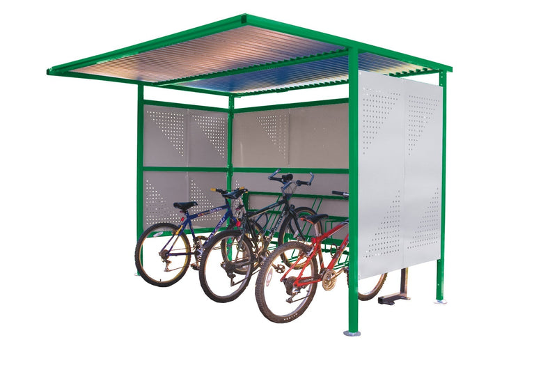 Light Slate Gray Traditional Cycle Shelter With Perforated Sides